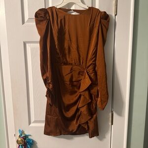 ASTR the label brown satin dress
